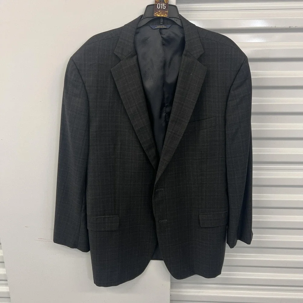Brooks Brothers Blazer Mens 44 Gray Check Wool 1818 Madison Saxon USA Sport Coat